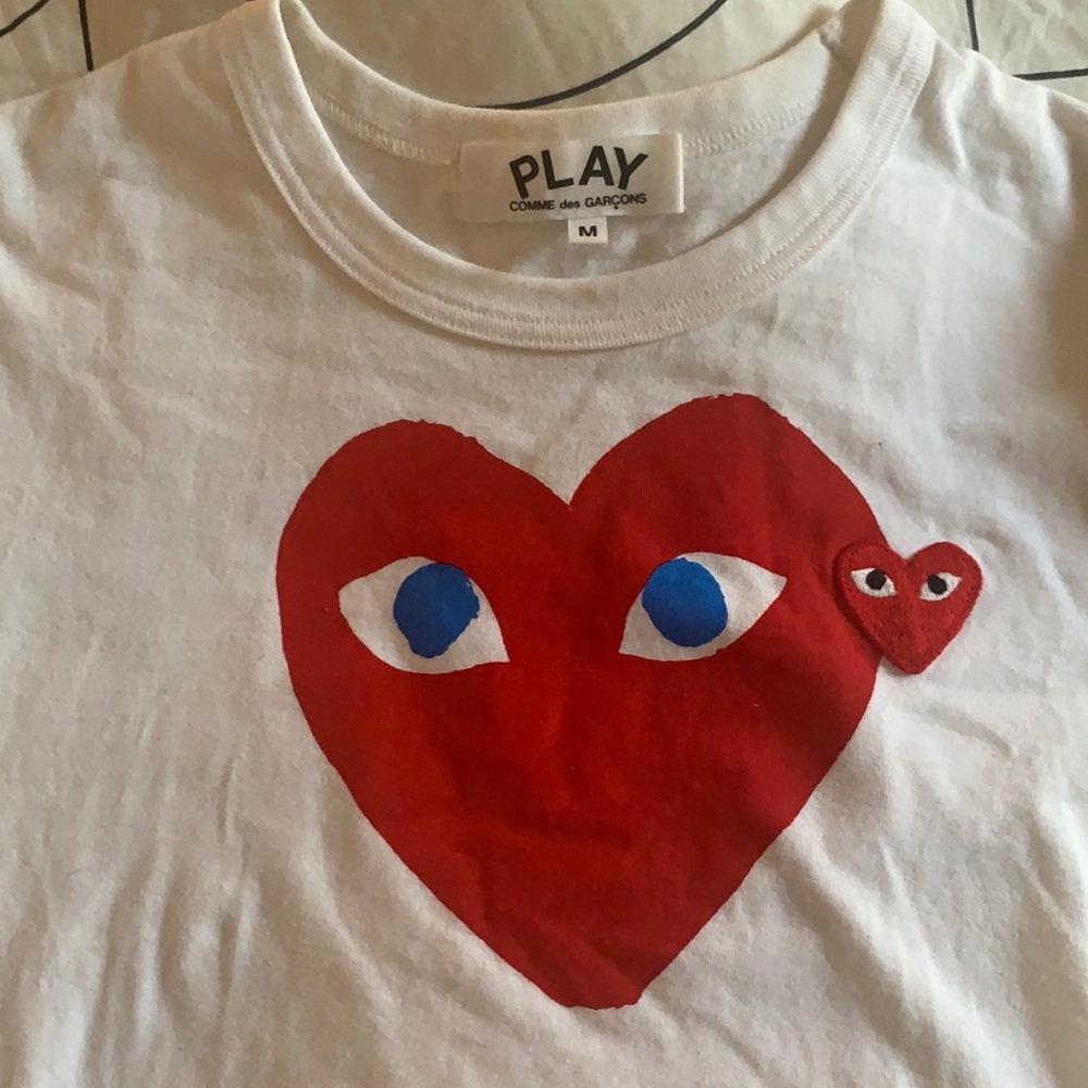 Commes Des Garçons Play cotton red heart emblem tee